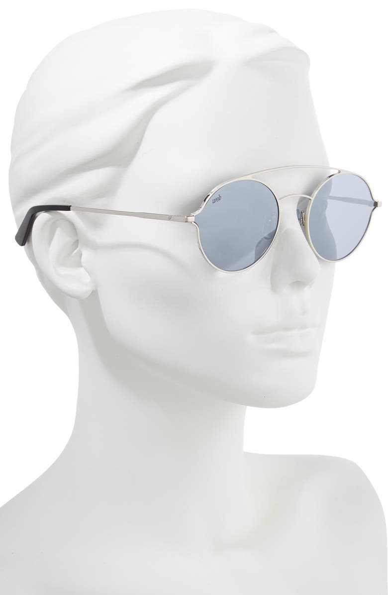 Web 56mm Round Aviator Sunglasses, Alternate, color, 