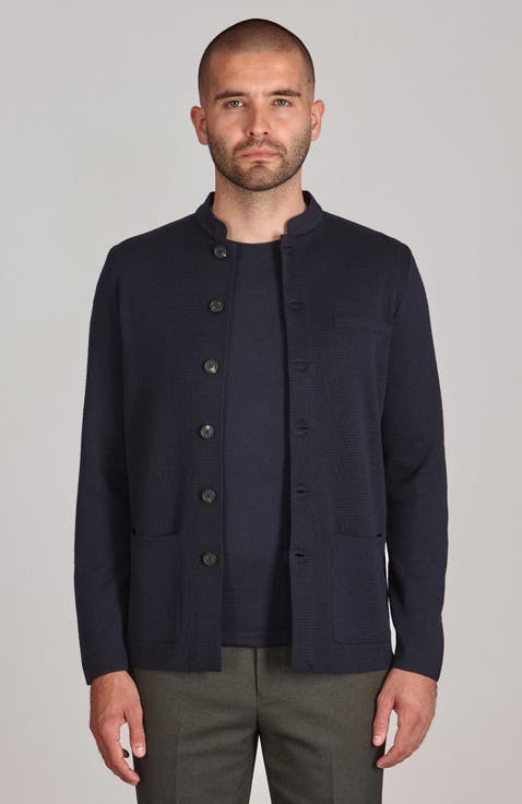 Merino Wool Knitted Nehru Jacket