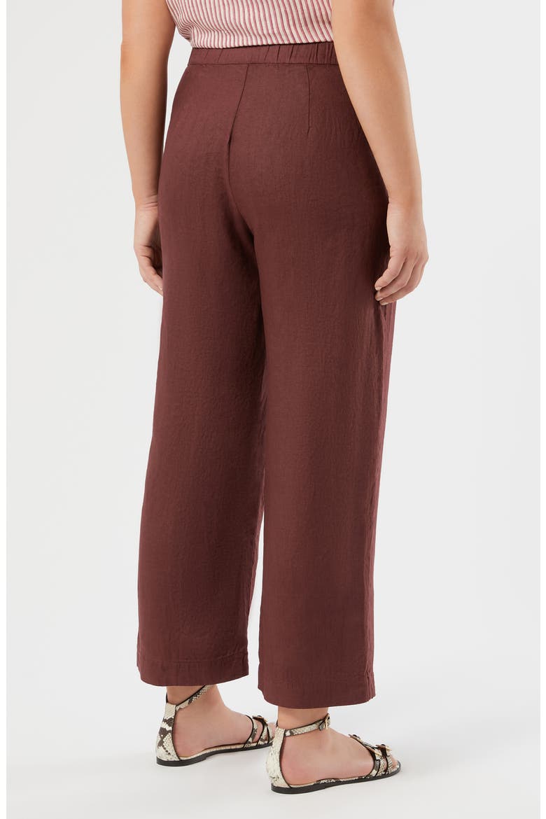 Vorafo Wide Leg Linen Pants, Alternate, color, BORDEAUX