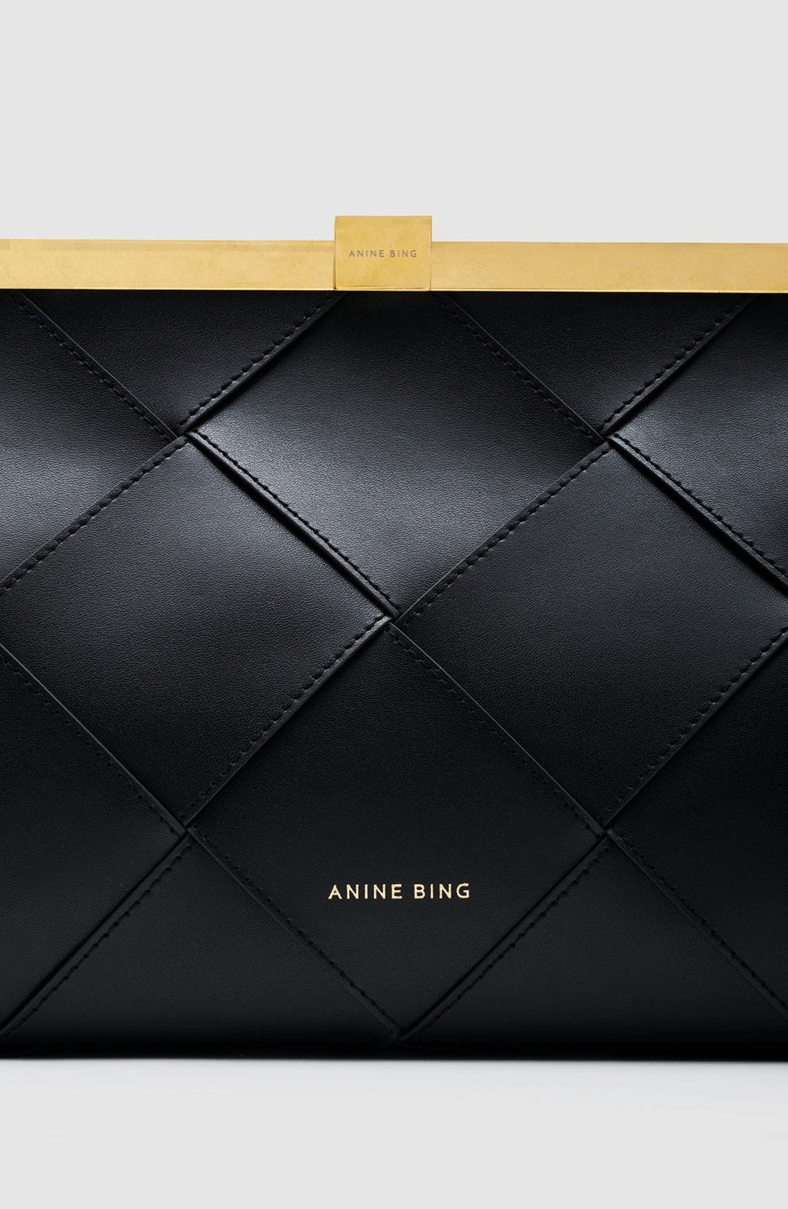 Anine Clutch Braided Leather, Alternate, color, Black