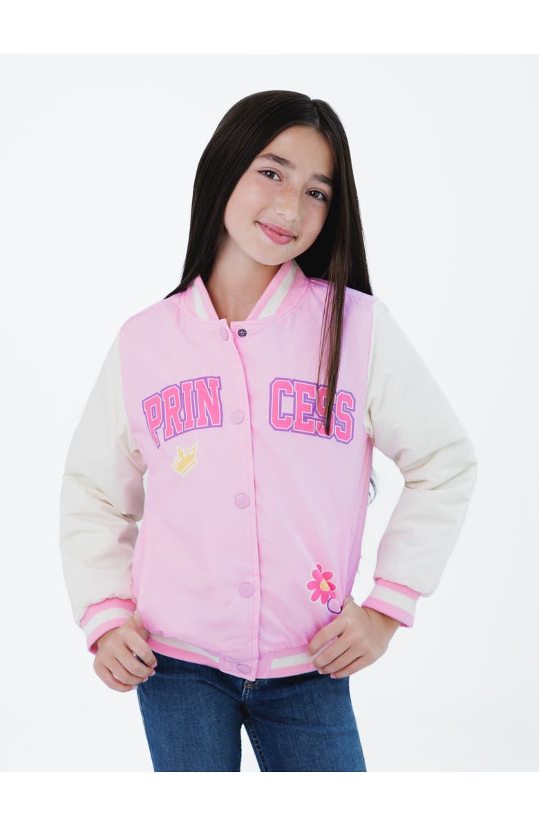 Disney Princess Varsity Bomber Jacket, Alternate, color, Pastel Pink Princess
