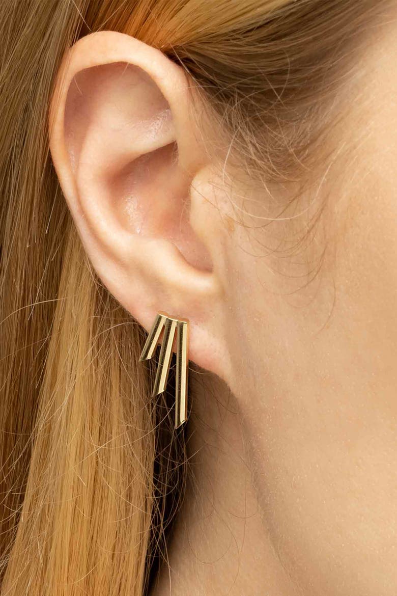 10K Yellow Gold Triple Threat Studs, Alternate, color, Yellow Gold