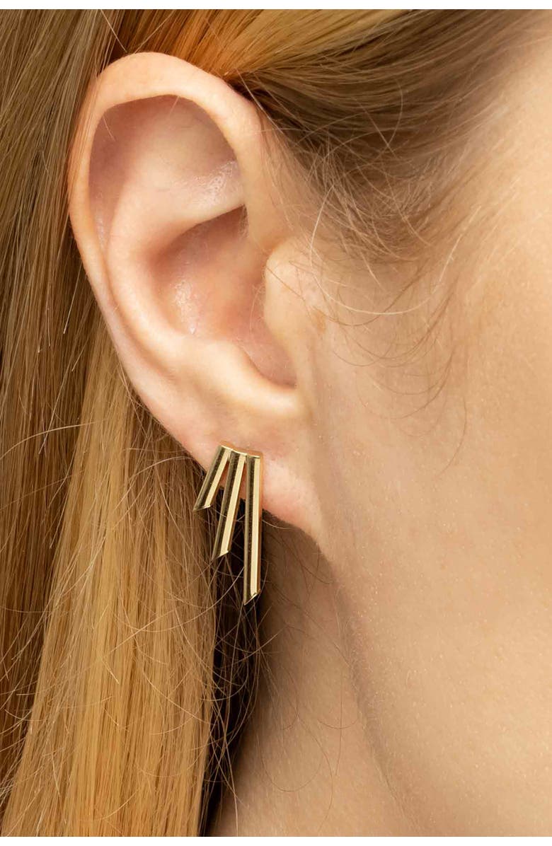 Oradina 10K Yellow Gold Triple Threat Studs, Alternate, color, Yellow Gold