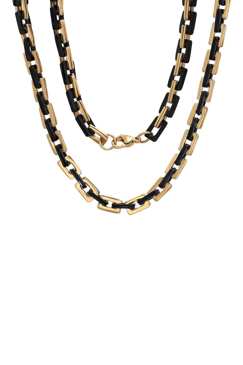 Men's Two-Tone 18K Gold Plated Stainless Steel Chain Link Necklace, Main, color, TWO TONE