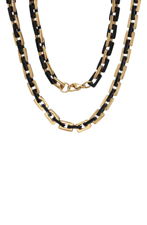 Men's Two-Tone 18K Gold Plated Stainless Steel Chain Link Necklace