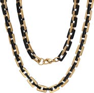 HMY JEWELRY Men's Two-Tone 18K Gold Plated Stainless Steel Chain Link Necklace