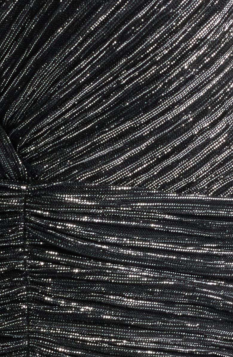 Connected Apparel Metallic Plissé Mixed Media Wide Leg Jumpsuit, Alternate, color,