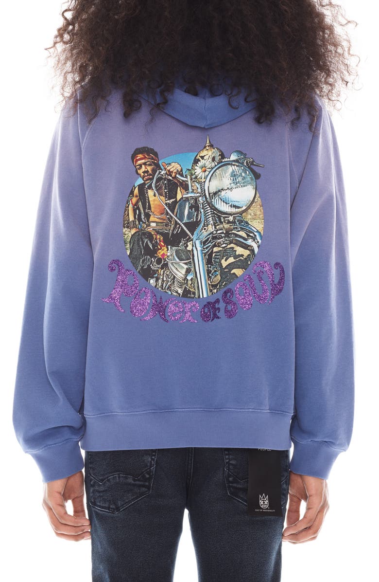 Cult of Individuality Hendrix Cotton Graphic Hoodie, Alternate, color, Purple