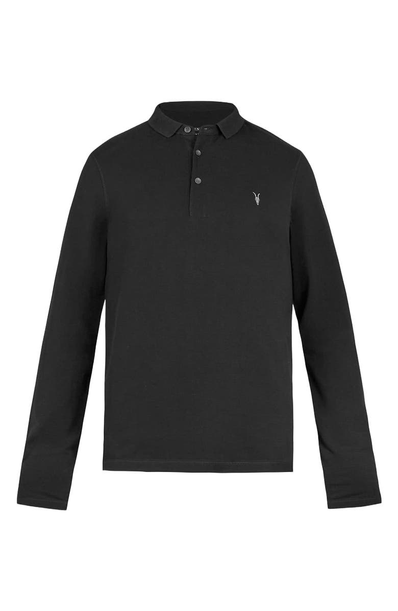 AllSaints Reform Cotton Piqué Polo, Alternate, color, Black