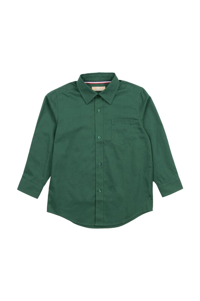 Boys Long Sleeve Dress Shirt, Main, color, GREEN