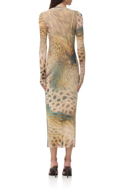 Afrm Ashland Long Sleeve Midi Dress In Neutral