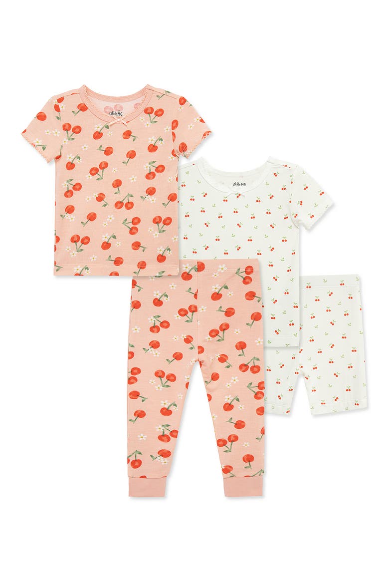 2-Pack Cherry Print Stretch Viscose Pajama Sets, Main, color, PEACH