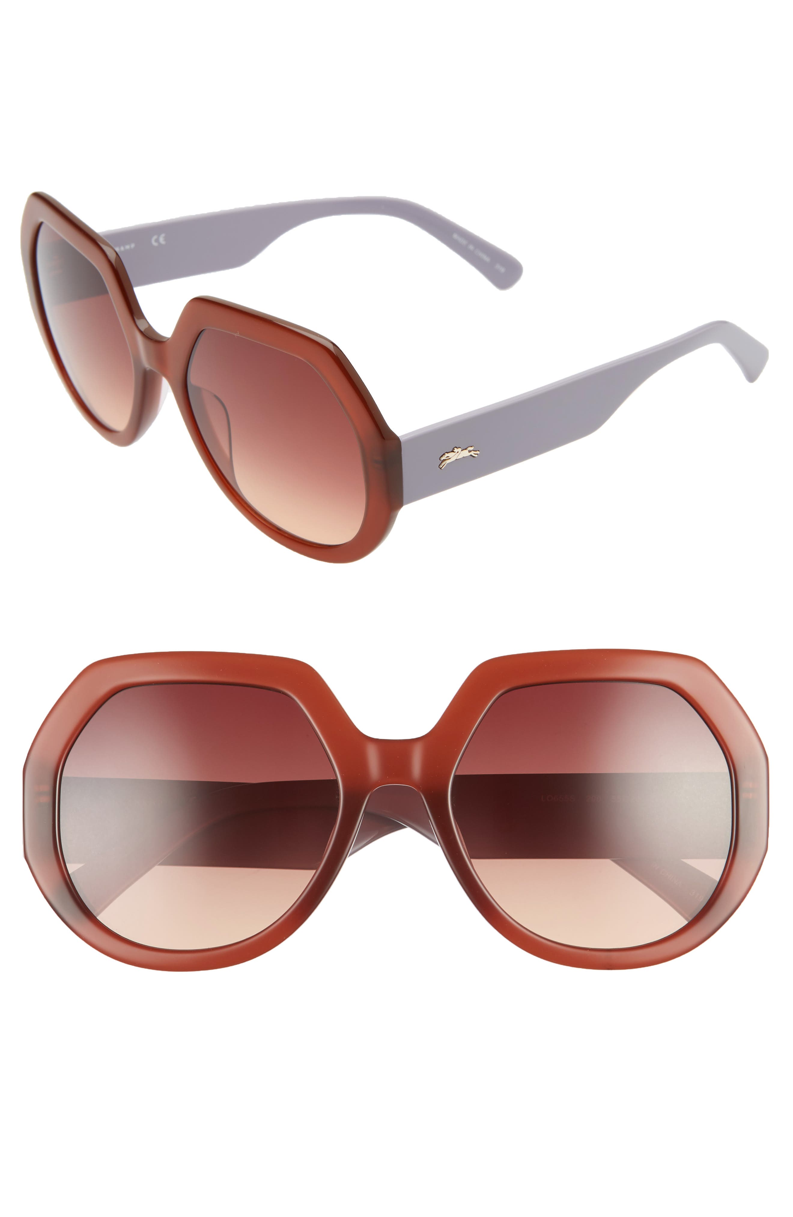 Longchamp 55mm Gradient Geometric Sunglasses