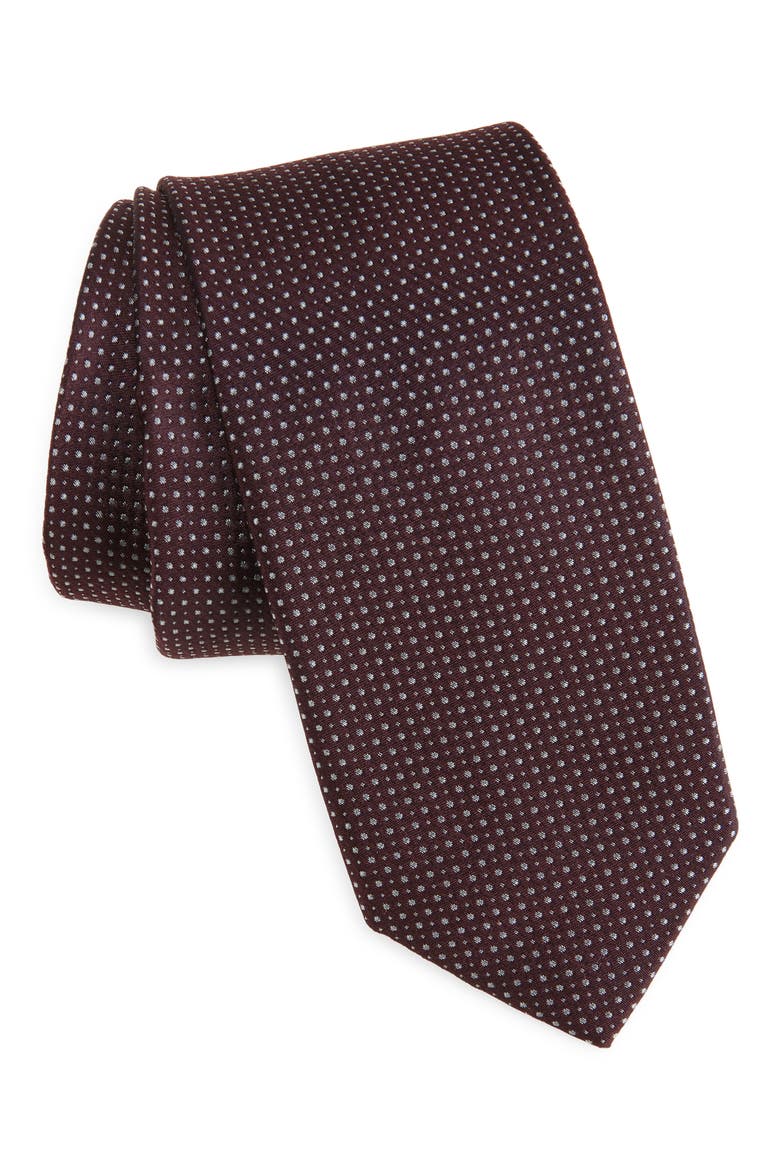 Grady Micro Dot Silk Tie, Main, color, BURGUNDY