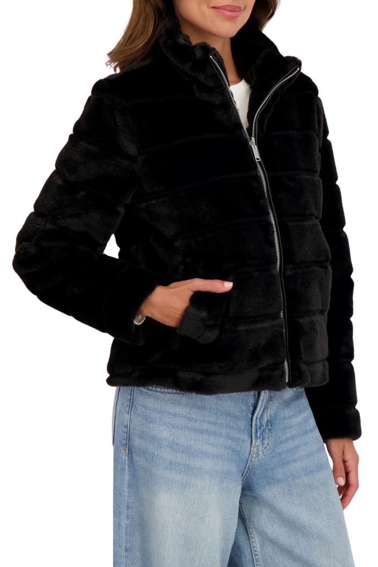 Faux Fur Short Jacket, Alternate, color, BLACK