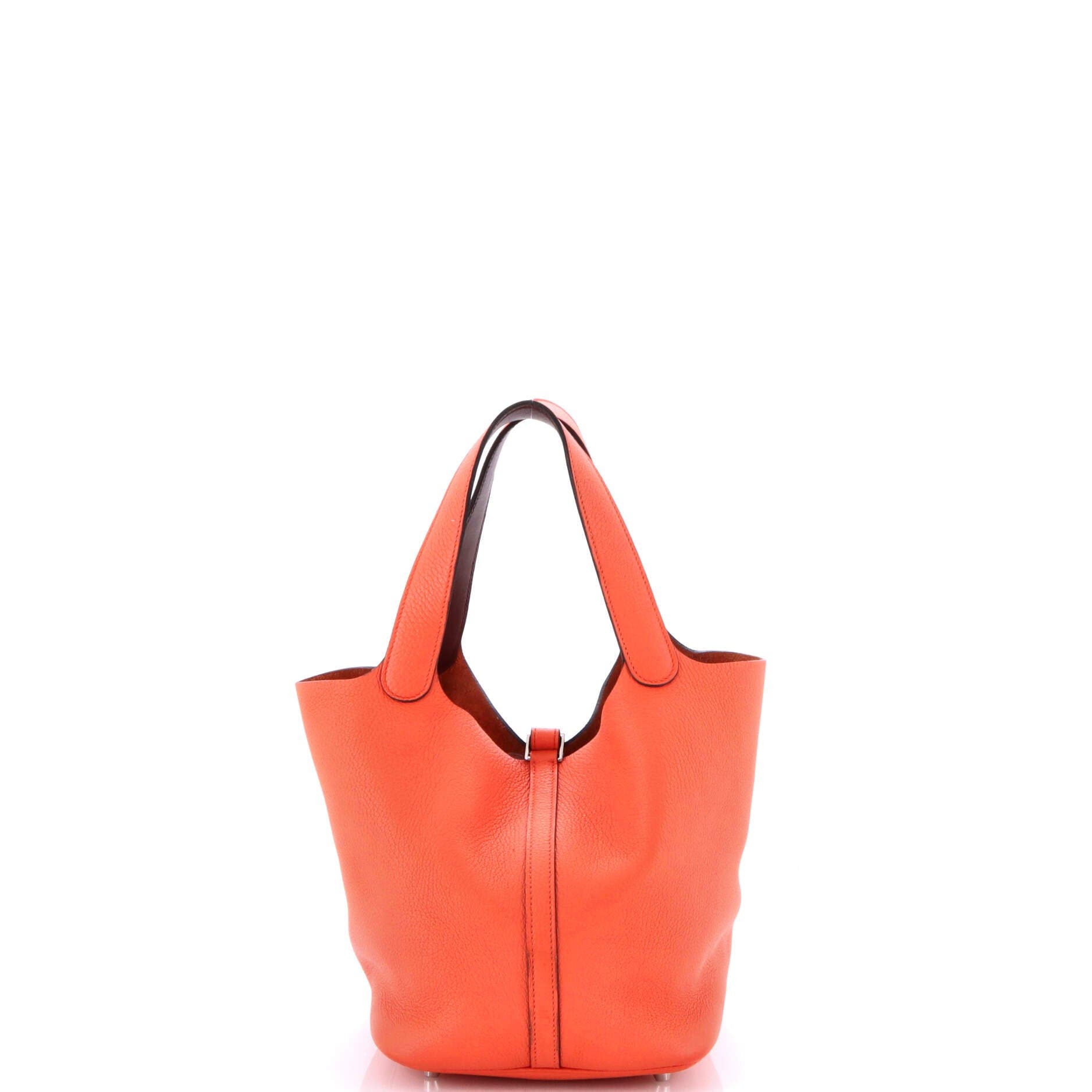 Pre-Owned Hermes Eclat Picotin Lock Bag Clemence MM, Alternate, color, Orange Poppy