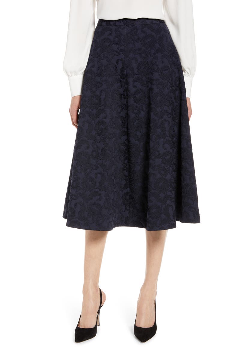 Jacquard Circle Skirt, Main, color, NAVY PEACOAT