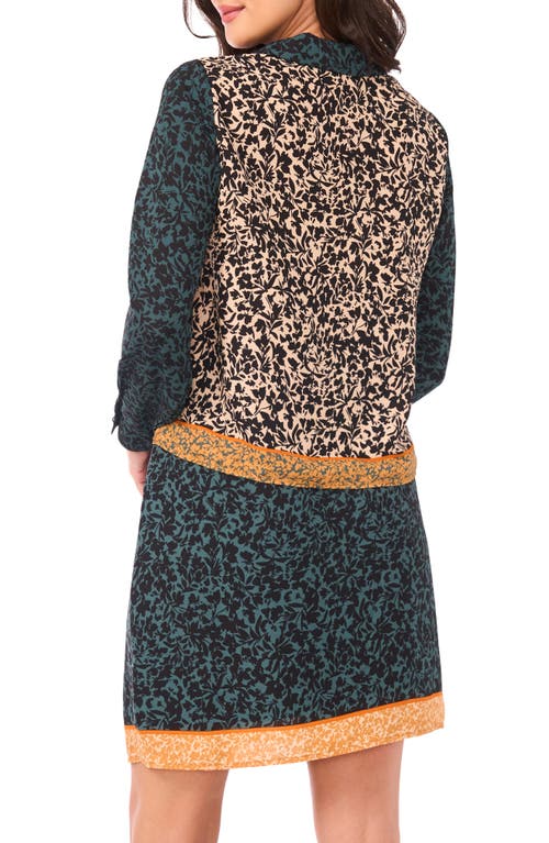 Vince Camuto Mixed Print Long Sleeve Button-up Shirt In Burgundy