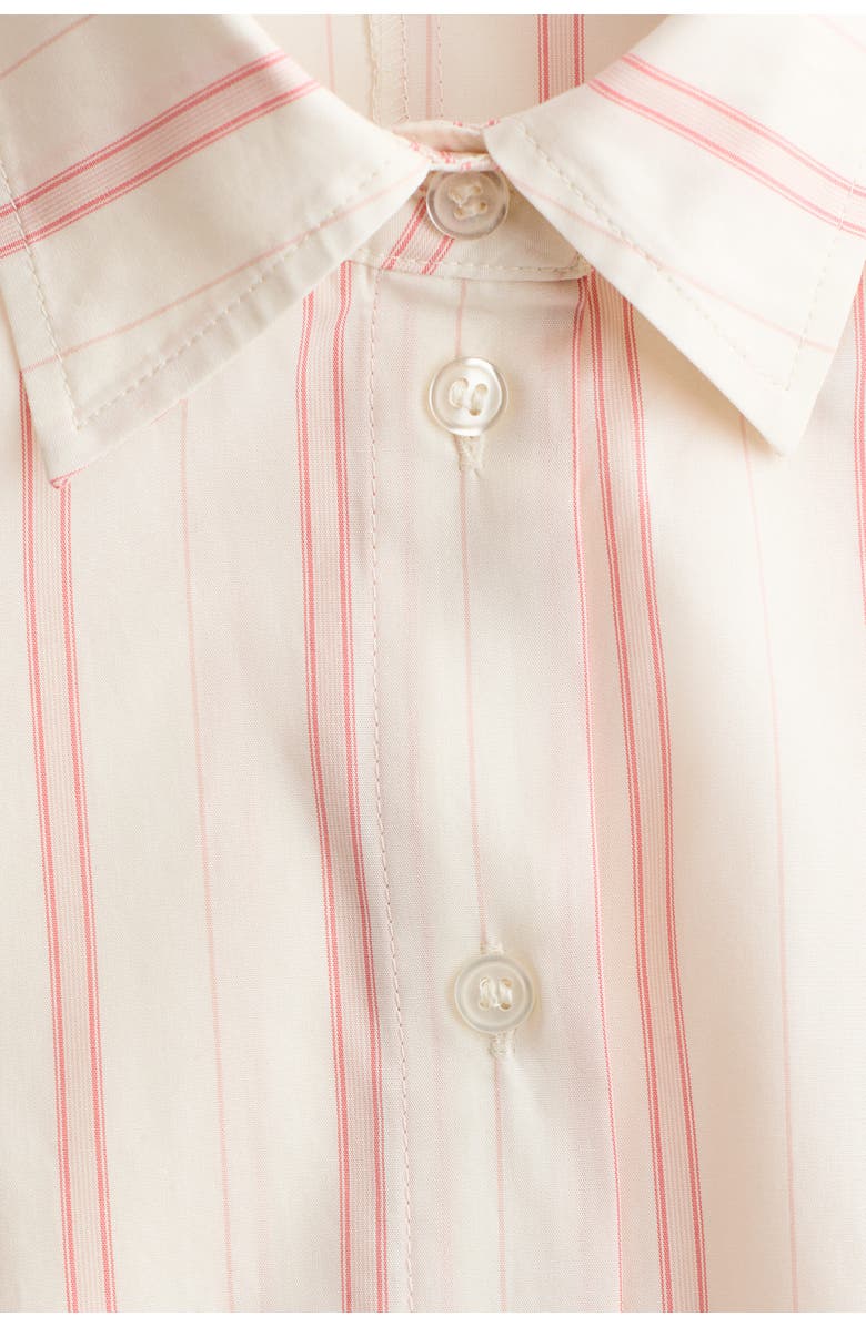 H&M Tie-detail Cotton Shirt, Alternate, color, Light Beige/Striped