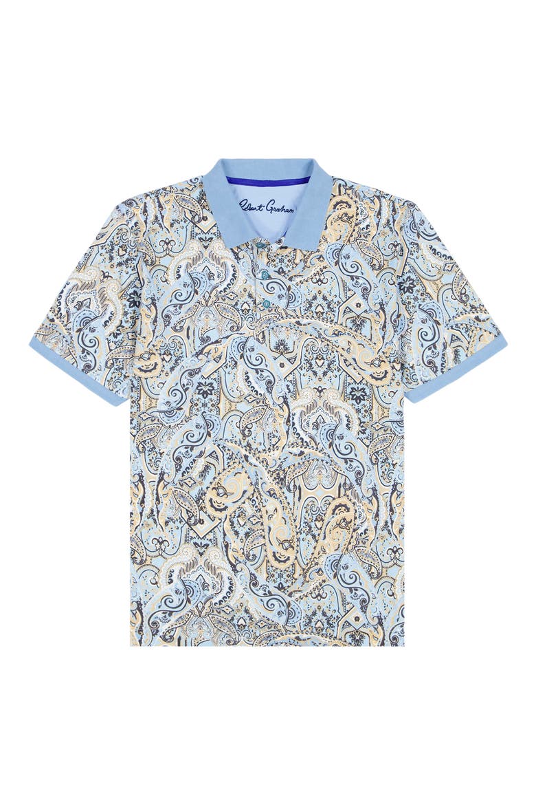 Manucci Paisley Cotton Polo, Alternate, color, LIGHT BLUE