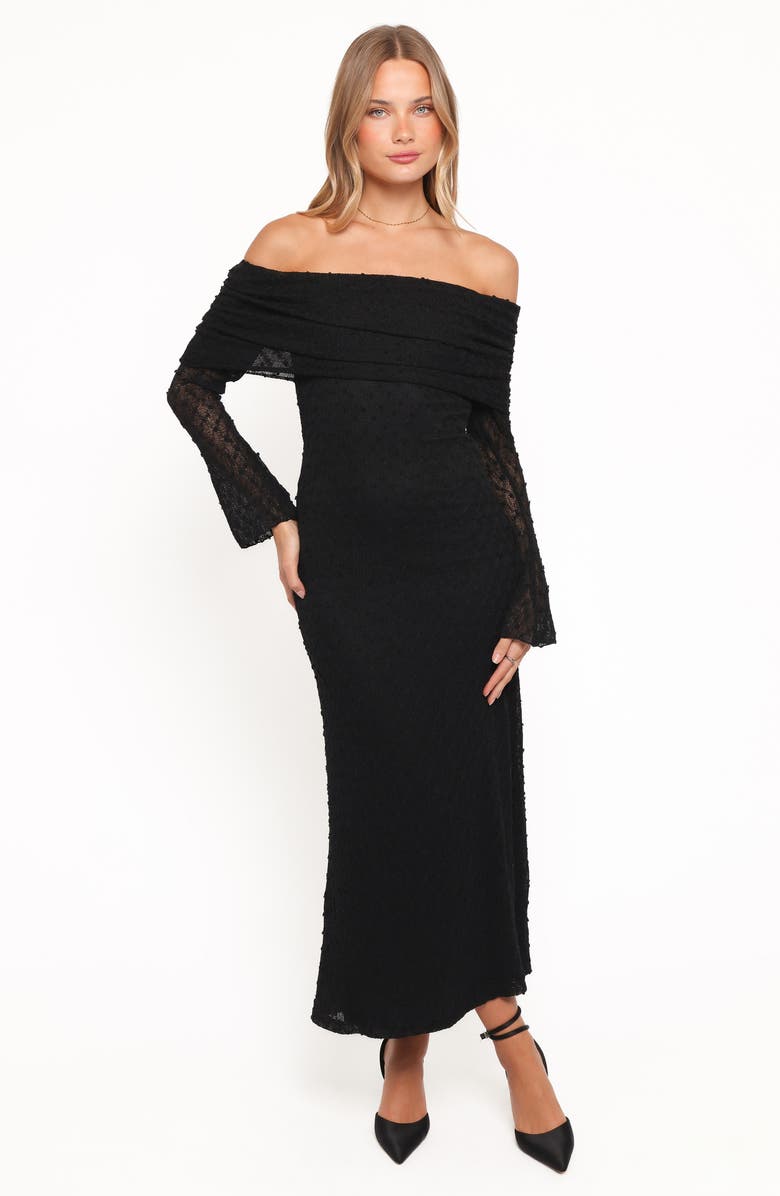Petal & Pup Wilma Off the Shoulder Long Sleeve Maxi Dress, Alternate, color, Black