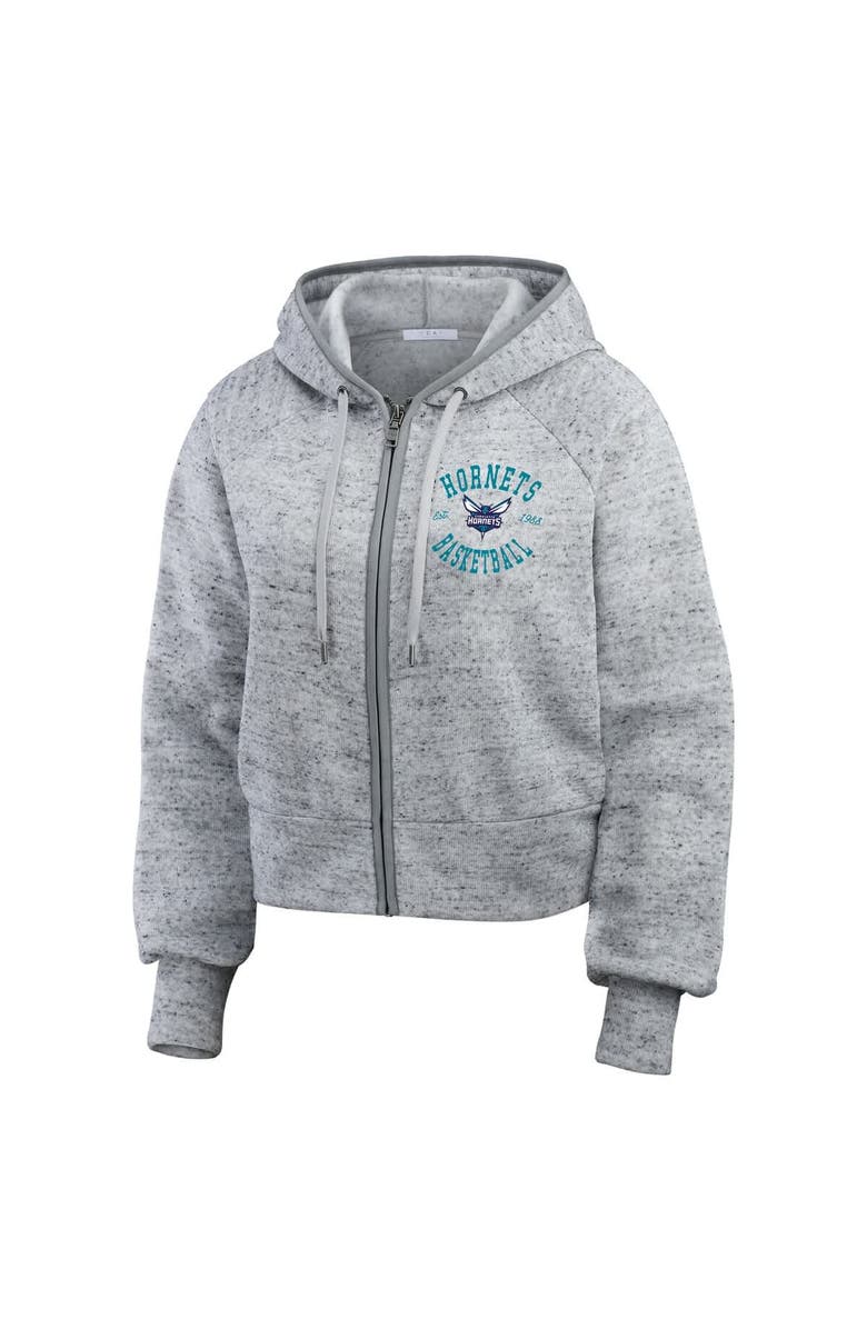 WEAR by Erin Andrews Women's WEAR by Erin Andrews Heather Gray Charlotte Hornets Speckled Radiator Full-Zip Hoodie, Alternate, color, Heather Gray
