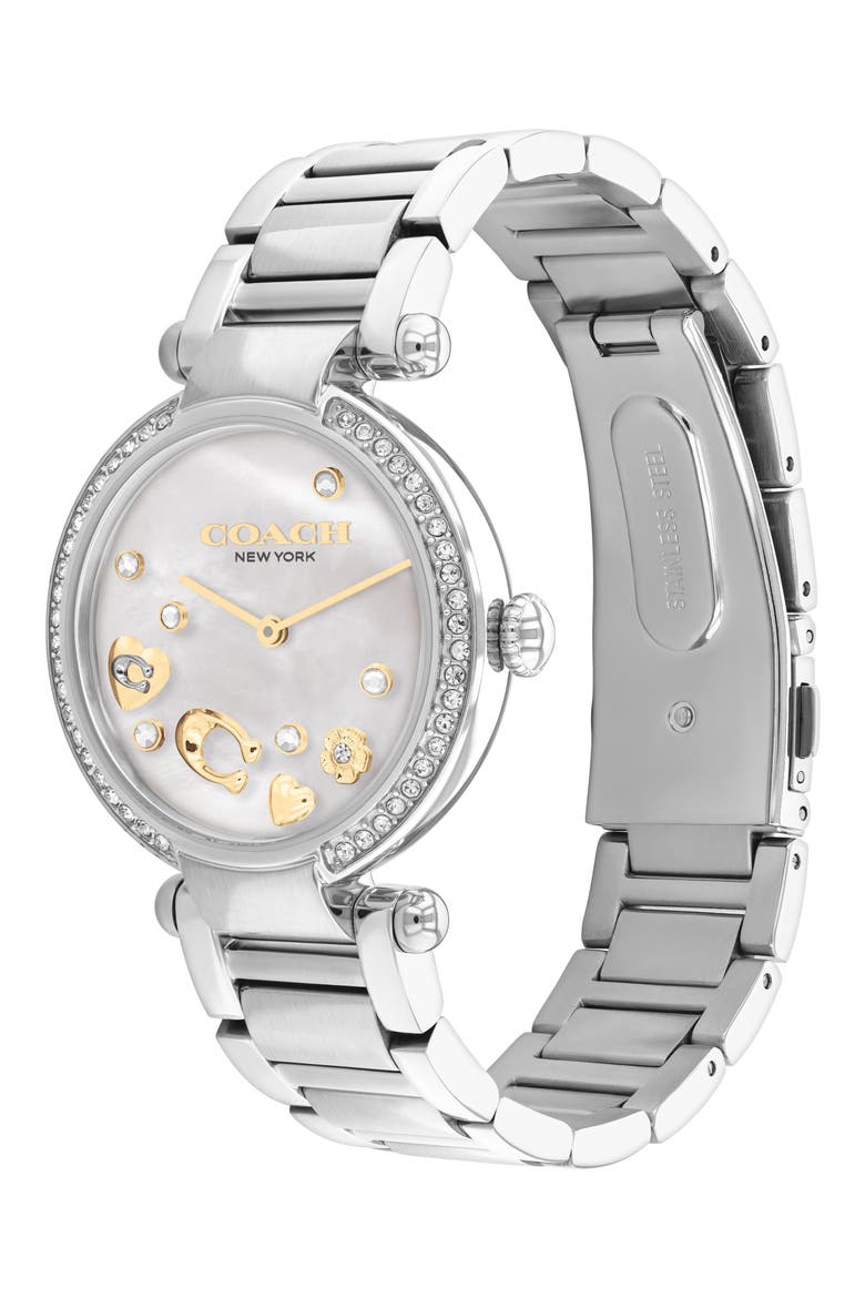 Cary Crystal Bracelet Watch, 34mm, Alternate, color, SILVER/ MOTHER OF PEARL