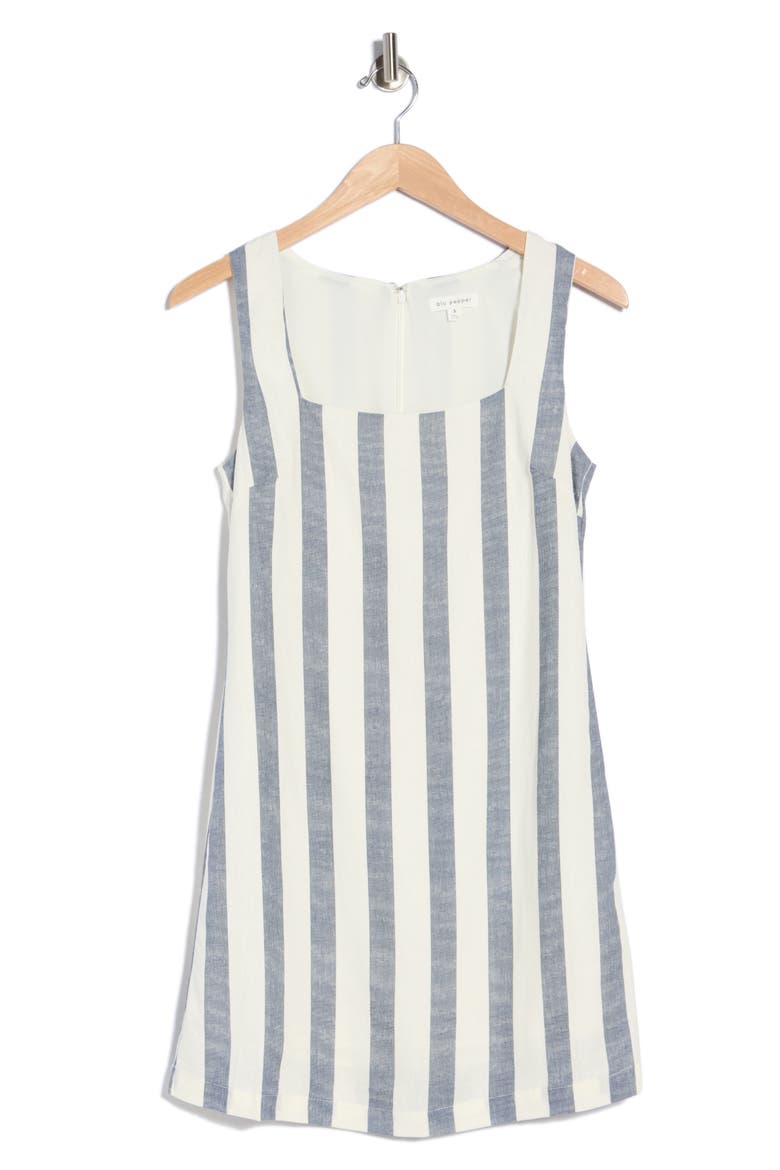 Stripe Sleeveless Minidress, Alternate, color, NAVY
