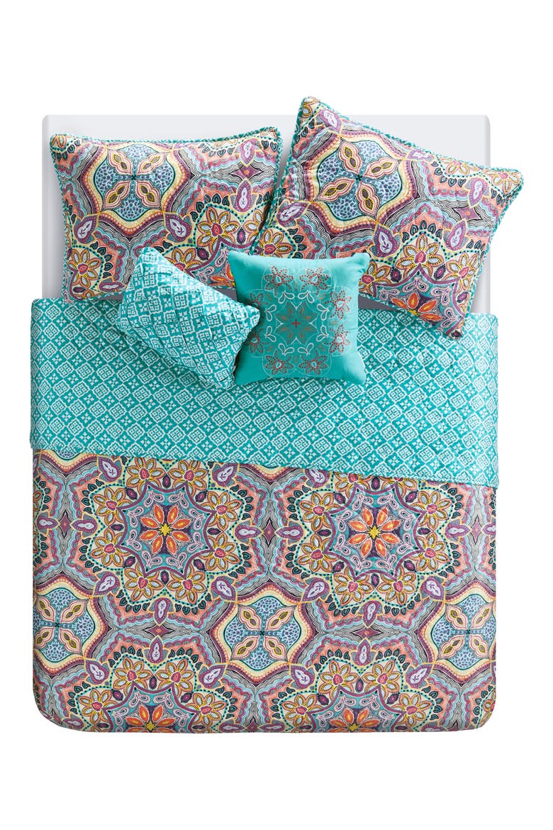 Yara Reversible Medallion Quilt Set, Alternate, color, AQUA