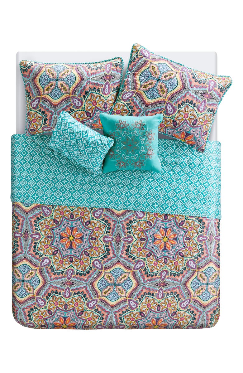 VCNY HOME Yara Reversible Medallion Quilt Set, Alternate, color, Aqua