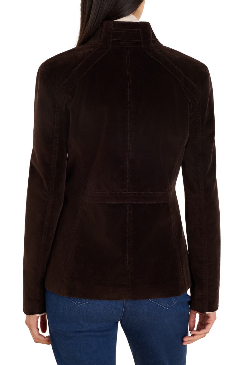 Stretch Velvet Riding Jacket, Alternate, color, JAVA