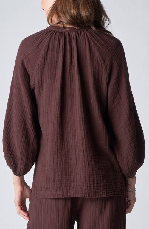 Ocean + Main Ocean+main Gauze Top In Brown