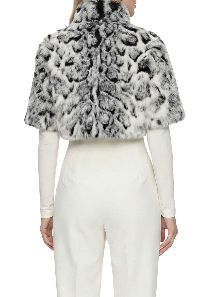 Fur-Free Fox (Faux Fur) Animal Printed Bolero with Short Sleeves, Alternate, color, GRAY SNOW LPRD
