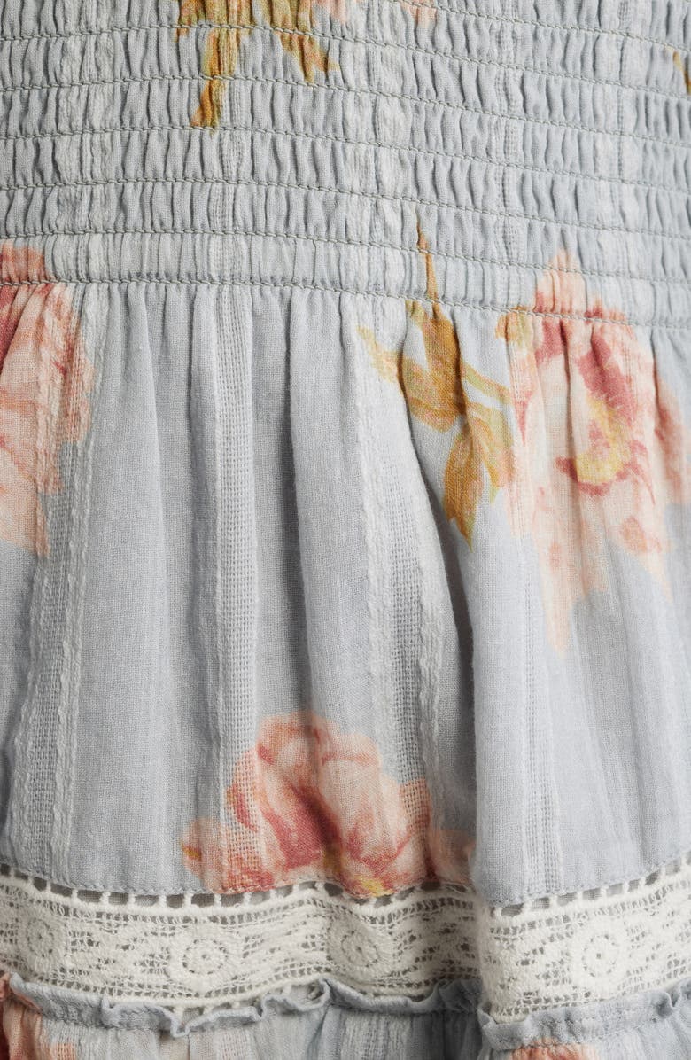 LoveShackFancy Kerch Layered Ruffle Halter Minidress, Alternate, color, Rustic Sky