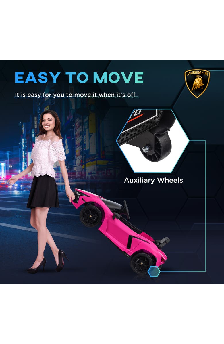 Qaba Lamborghini Revuelto 12V Kids Electric Car with Hydraulic Doors, Remote, Alternate, color, Pink