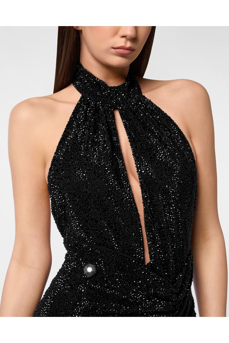 Backless Long Evening Dress Mix Strass Women, Alternate, color, black