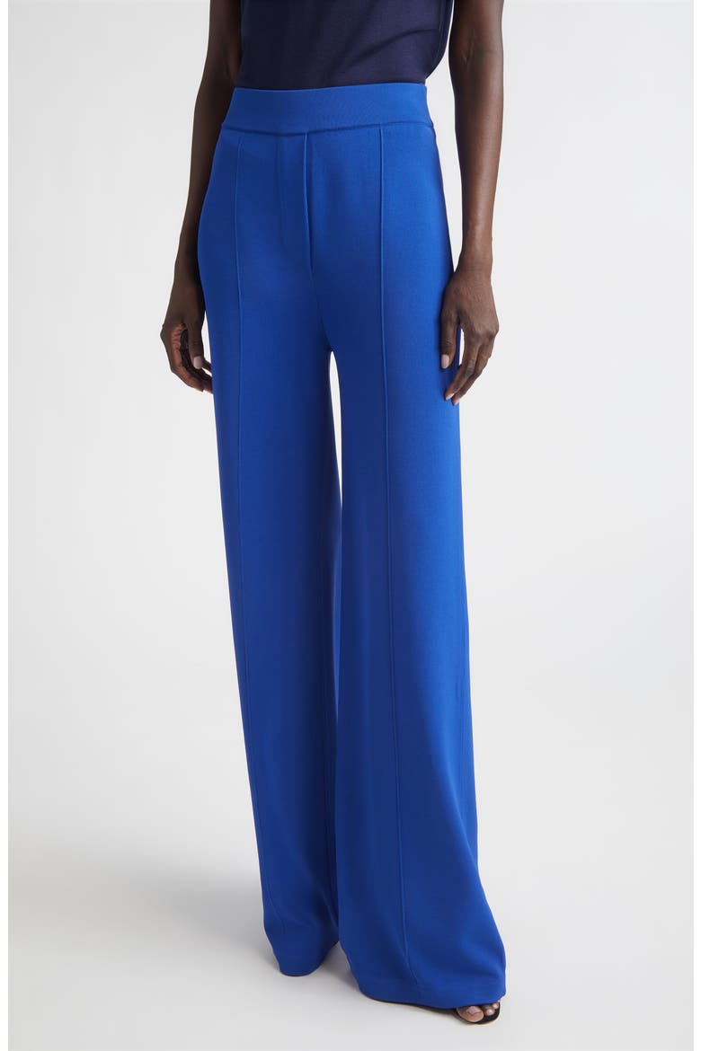 Katie Roma Crepe Knit Wide Leg Pants, Main, color, COBALT