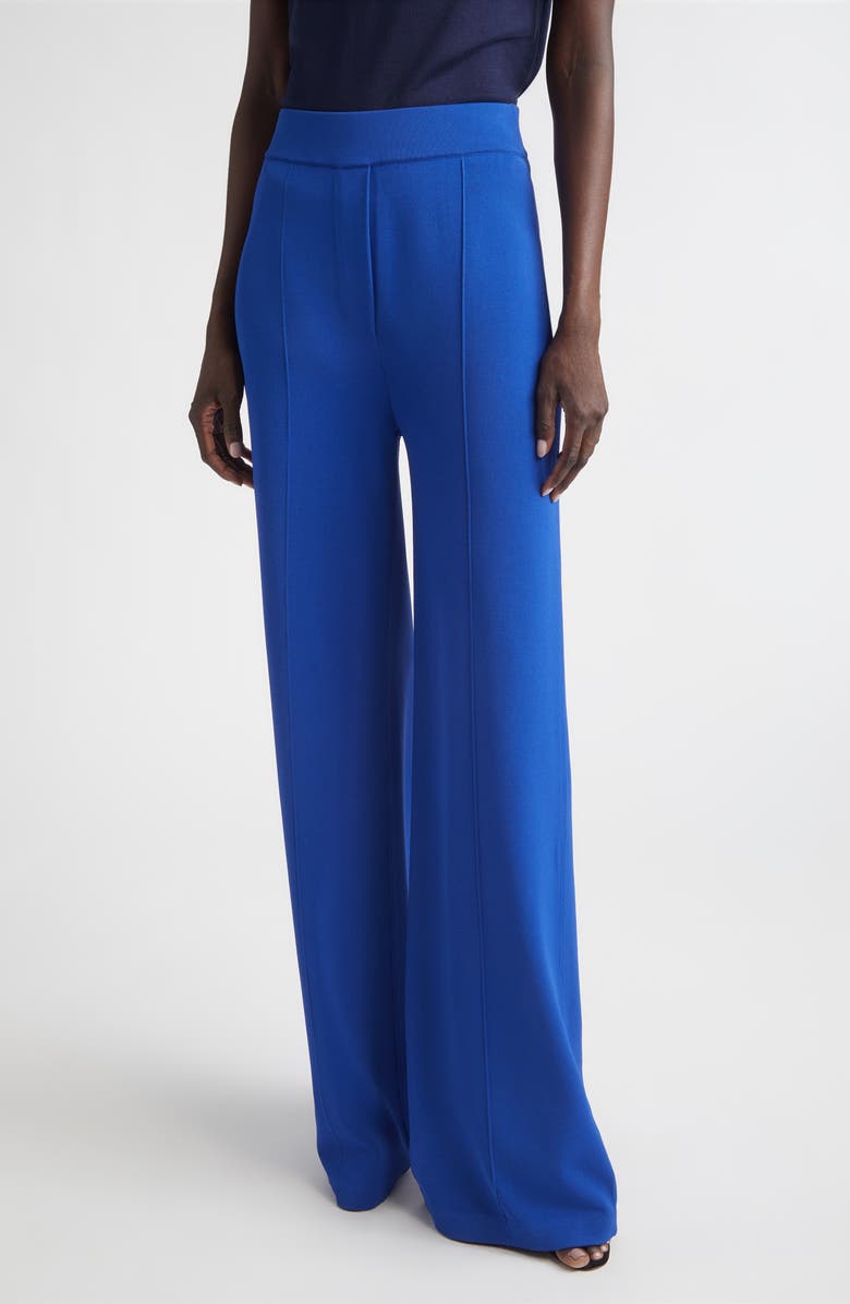 ST. JOHN Katie Roma Crepe Knit Wide Leg Pants, Main, color, Cobalt