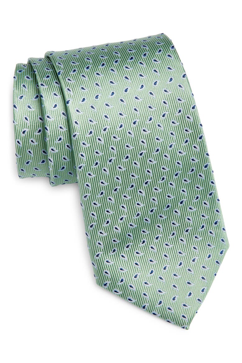 Paisley Silk Tie, Main, color, GREEN