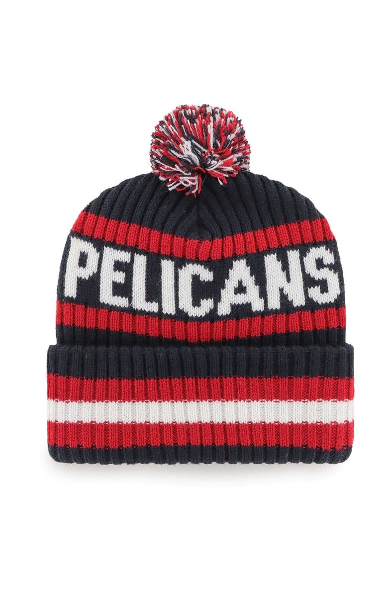 '47 Men's '47  Navy New Orleans Pelicans Bering Cuffed Knit Hat with Pom, Alternate, color, 