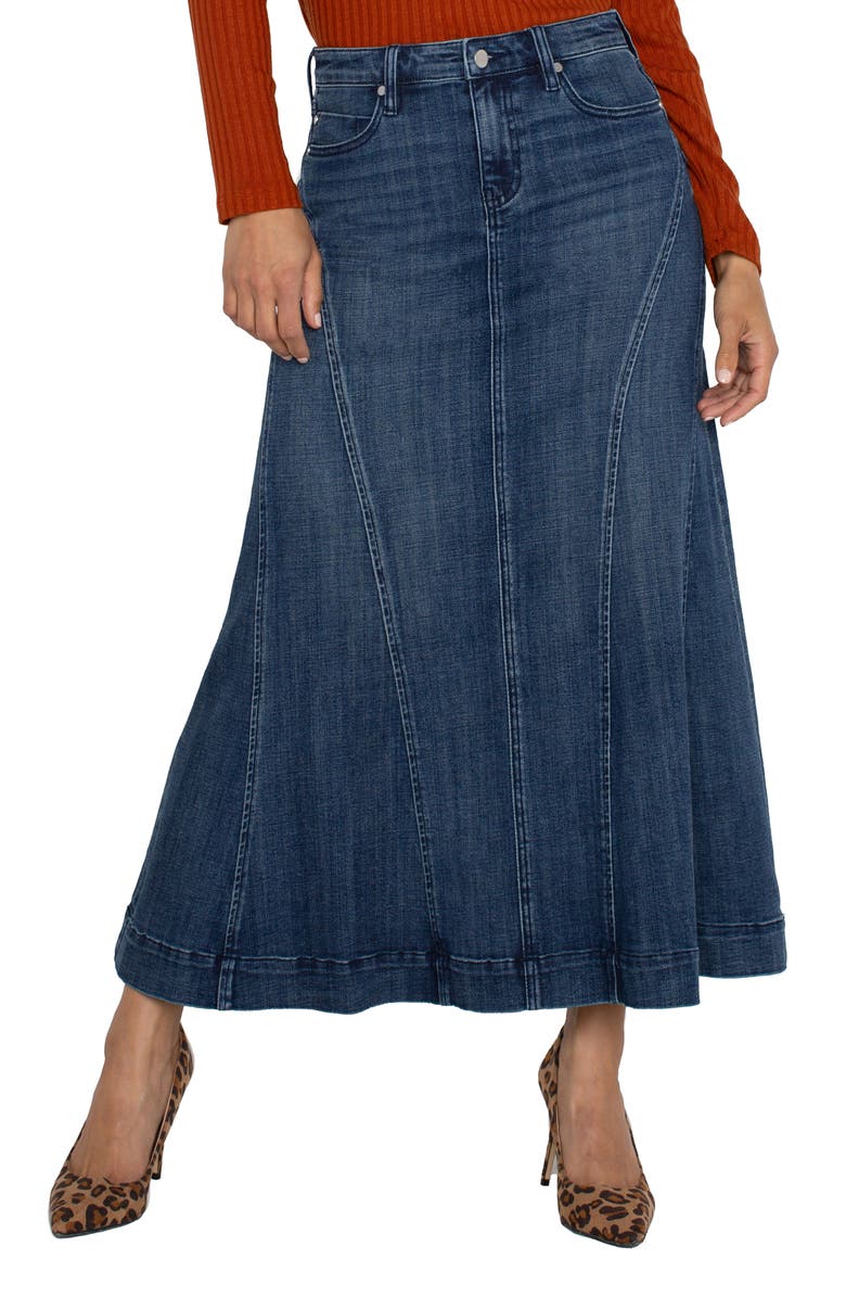 Liverpool Los Angeles Mermaid Denim Maxi Skirt, Main, color, 