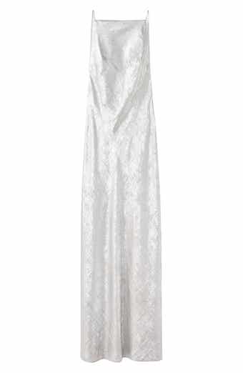 MANGO x Kaia Gerber Metallic Open Back Gown