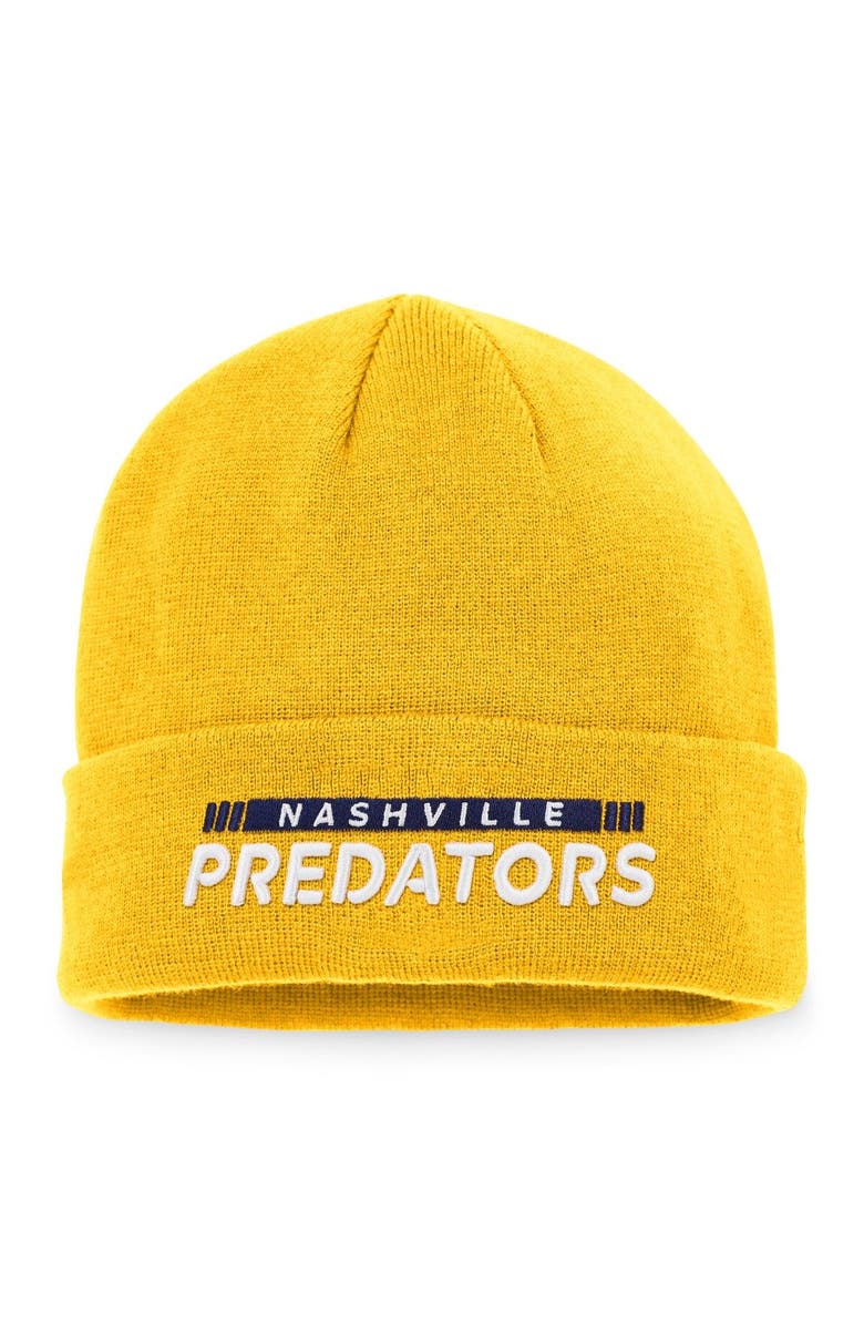 FANATICS Men's Fanatics Branded Gold Nashville Predators Authentic Pro Rink Cuffed Knit Hat, Main, color, Gold