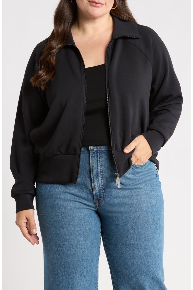 Scuba Sweatshirt Jacket, Alternate, color, BLACK