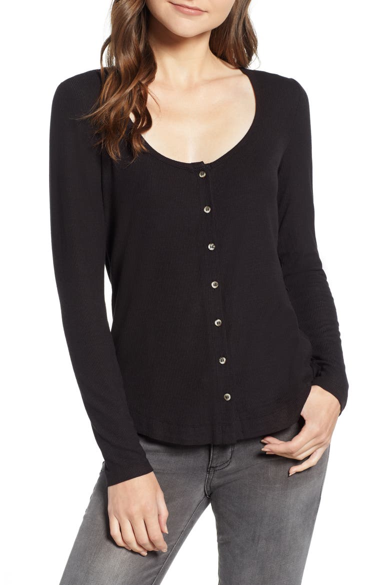 Button Front Top, Main, color, BLACK