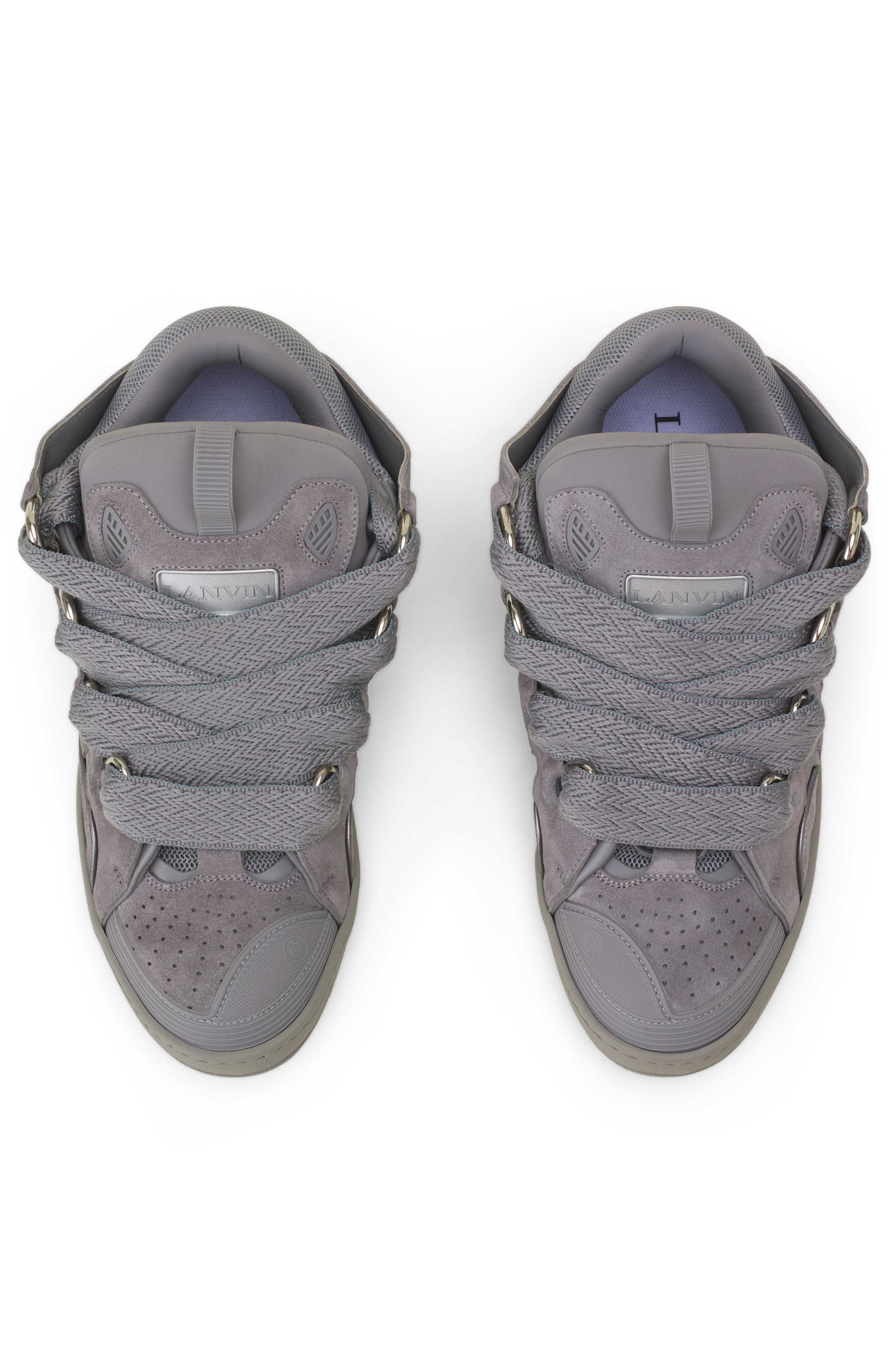Lanvin Curb Monochrome Suede Sneakers, Alternate, color, Light Grey