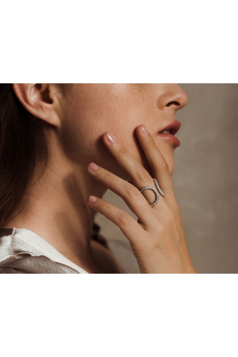 Modern Rope Ring with Moissanite stone, Alternate, color, White Gold