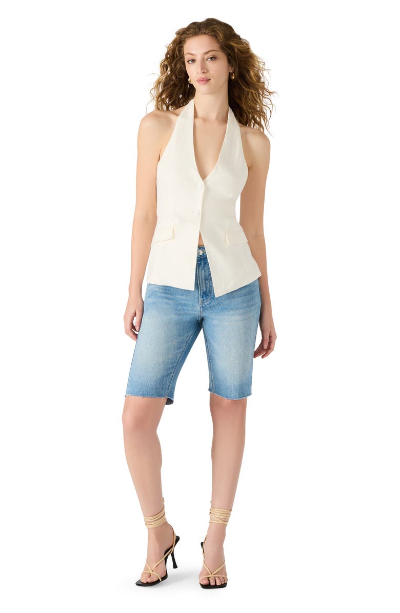 Steve Madden Brielle Linen Blend Halter Vest, Alternate, color, Ivory