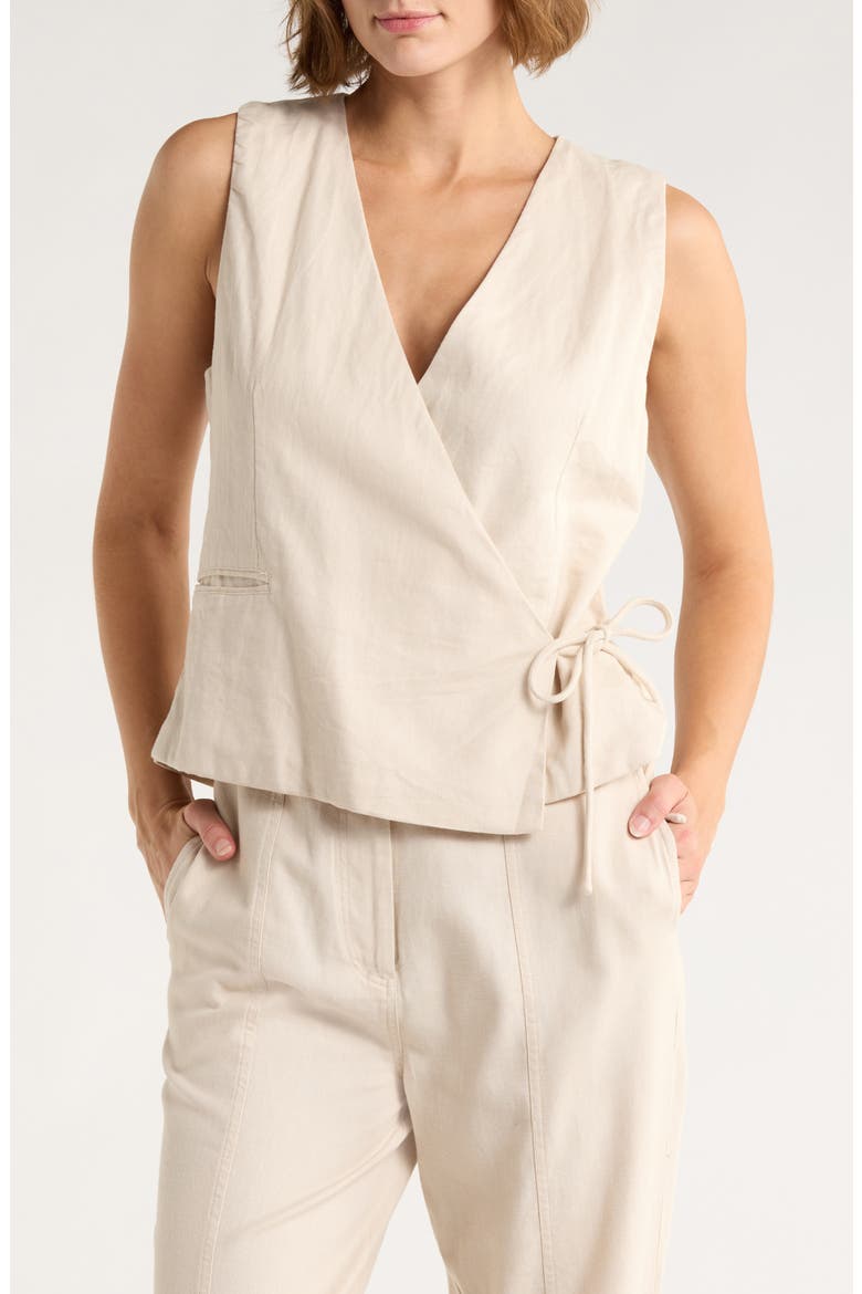 Side Tie Vest, Main, color, BIRCH