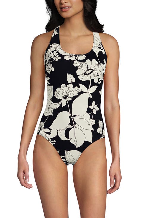 Chlorine Resistant Scoop Neck X-Back One Piece Swimsuit